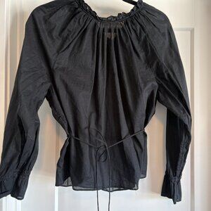 Black J crew tie waist blouse
